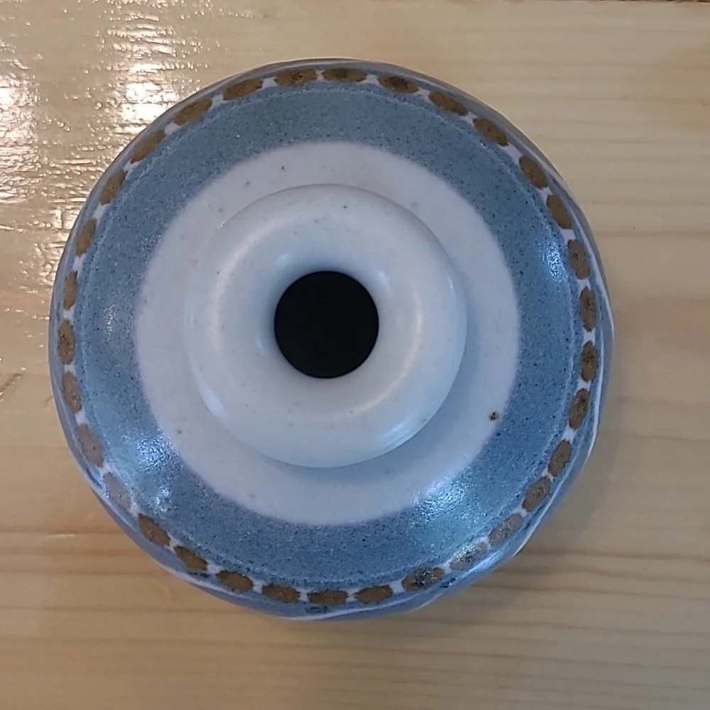 Small Stoneware Blue and White Vase